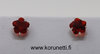 Hopeiset 6 mm kukkakorvakorut, punainen