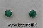 Hopeiset 7 mm korvakorut, aito smaragdi